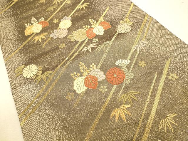 平和屋着物◎六通柄袋帯 吉祥花文 桐竹 金糸 正絹 逸品 CAAU8445ft
