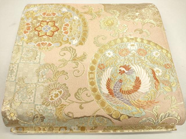 平和屋着物◎六通柄袋帯 鳳凰花丸文 正絹 逸品 CAAU8501ft