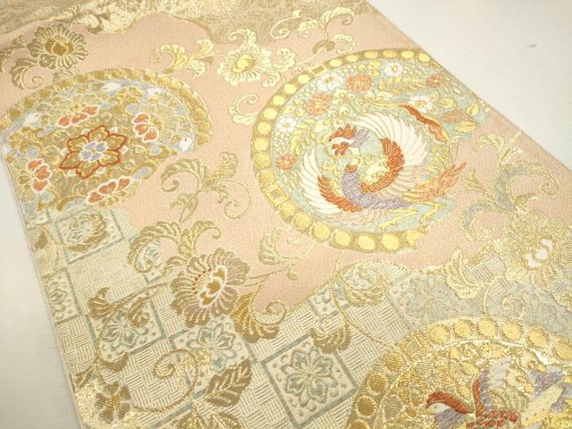 平和屋着物◎六通柄袋帯 鳳凰花丸文 正絹 逸品 CAAU8501ft