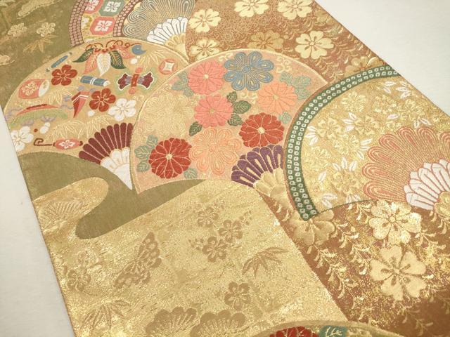 平和屋着物◎六通柄袋帯 唐織 吉祥花文 金糸 正絹 逸品 CAAU8509ft