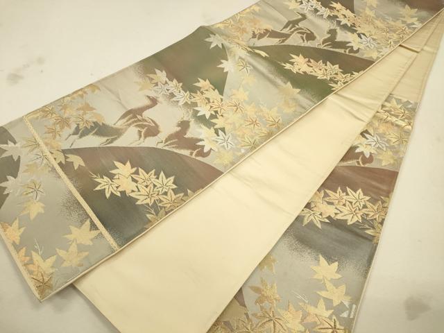 平和屋着物◎六通柄袋帯 動物楓文 金銀糸 引箔 正絹 逸品 CAAU8582ft