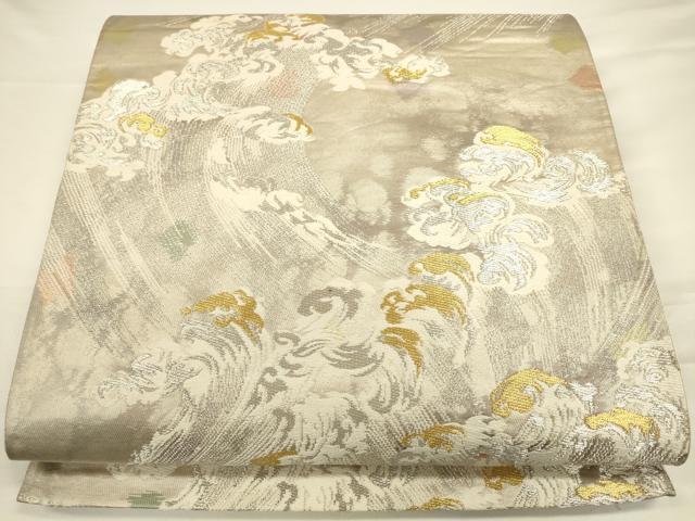 平和屋着物◎六通柄袋帯 古都の四季 荒波文 錦引箔 正絹 逸品 CAAU8768ft