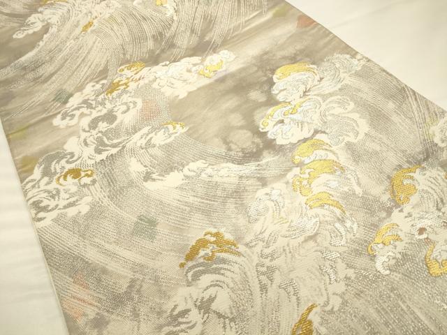 平和屋着物◎六通柄袋帯 古都の四季 荒波文 錦引箔 正絹 逸品 CAAU8768ft