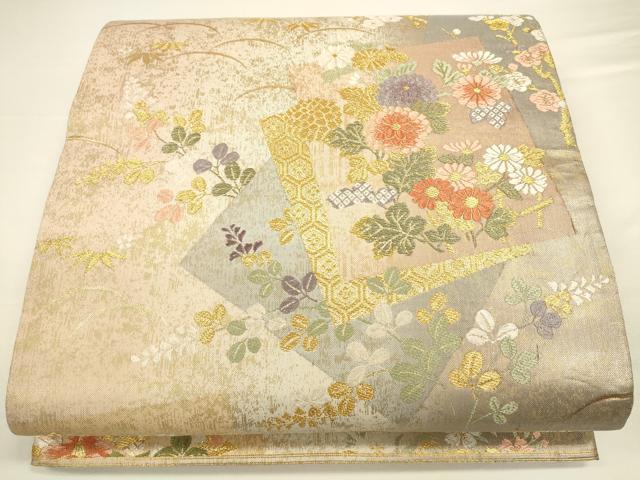 平和屋着物◎六通柄袋帯 寿宝色紙文 金糸 引箔 正絹 逸品 CAAU8778ft