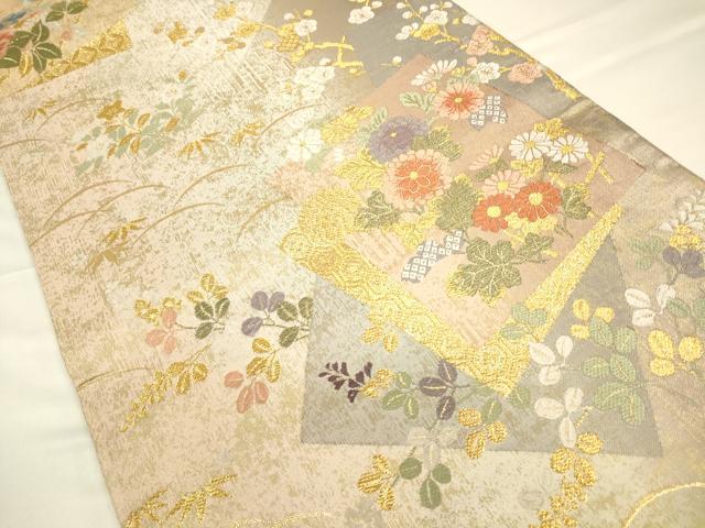 平和屋着物◎六通柄袋帯 寿宝色紙文 金糸 引箔 正絹 逸品 CAAU8778ft