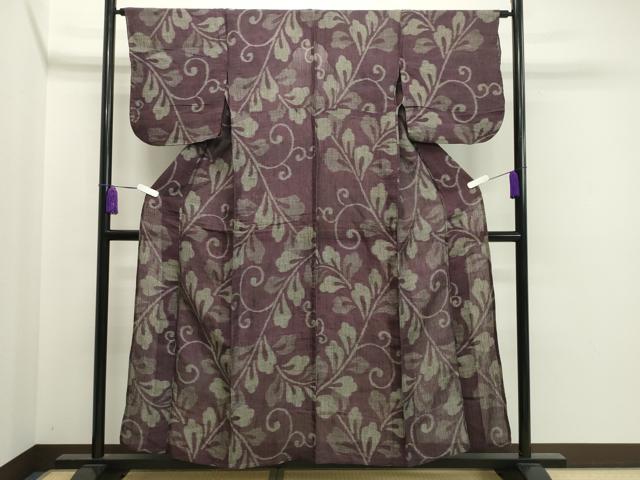 平和屋着物▽小紋 単衣 花唐草文 CAAU8817gh