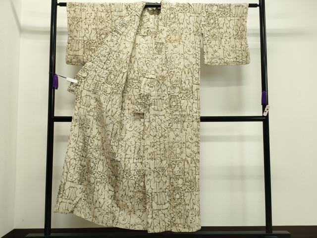 平和屋着物▽上質な小紋 単衣 吉祥花唐草文 CAAU8828gh