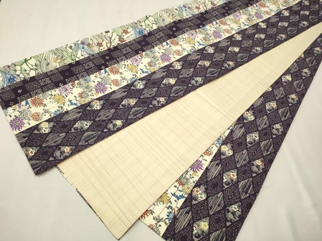 平和屋着物●両面 全通柄袋帯 紅型染 草花間道 正絹 逸品 未使用 CAAU9257hy
