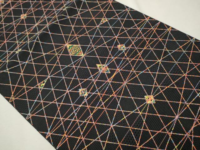 平和屋着物●本場筑前博多織 八寸名古屋帯 吉祥文 黒地 正絹 逸品 CAAU9271hy