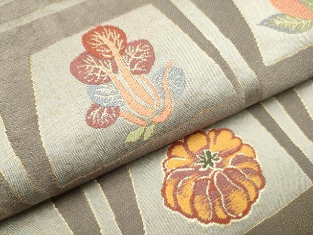 平和屋着物●六通柄袋帯 成物 金糸 正絹 逸品 CAAU9483hy