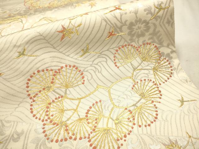 平和屋着物●西陣の名門 本家加納 六通柄袋帯 花鳥文 金糸 正絹 逸品 CAAU9591hy