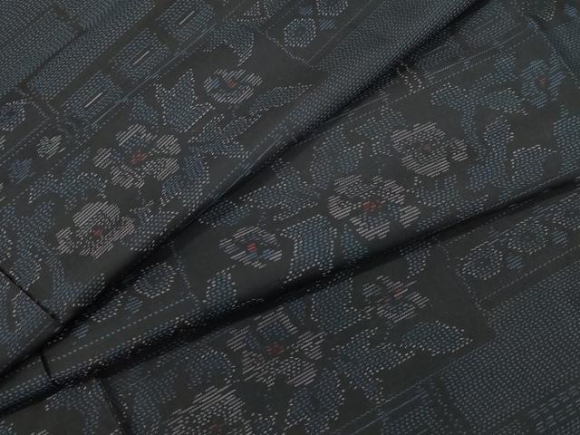平和屋着物●本場大島紬 草花文 正絹 逸品 CAAU9620vf
