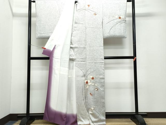 平和屋着物●訪問着 花蝶文 たたき染め 金彩 正絹 逸品 CAAU9680vf