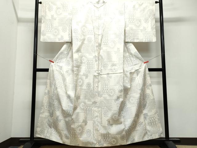 平和屋着物●本場大島紬 白大島 吉祥花文 正絹 逸品 CAAU9687vf