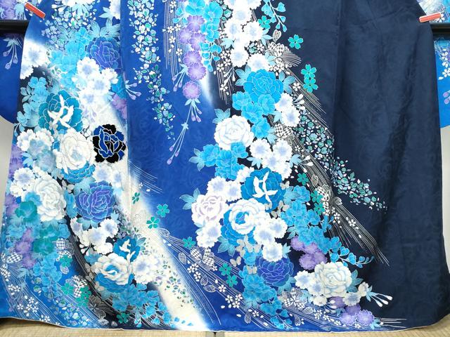 平和屋着物●豪華振袖 刺繍 花蝶文 暈し染め 銀彩 正絹 逸品 CAAU9697vf