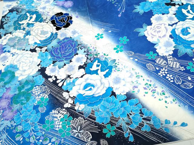 平和屋着物●豪華振袖 刺繍 花蝶文 暈し染め 銀彩 正絹 逸品 CAAU9697vf