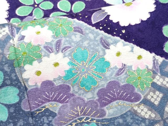 平和屋着物●豪華振袖 駒刺繍 雪輪草花文 暈し染め 金彩 正絹 逸品 CAAU9698vf