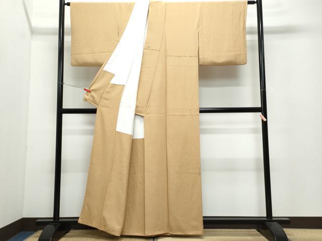 平和屋着物●上質な色無地 小麦色 正絹 逸品 CAAU9869vf