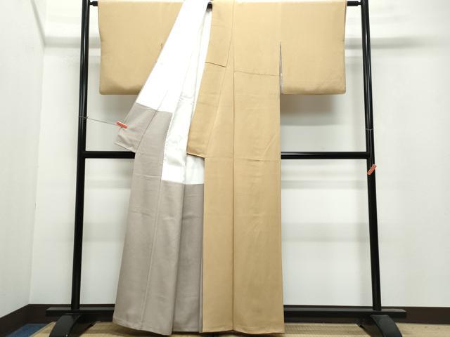 平和屋着物●上質な色無地 芝翫茶色 鬼しぼ縮緬 正絹 逸品 CAAU9898vf