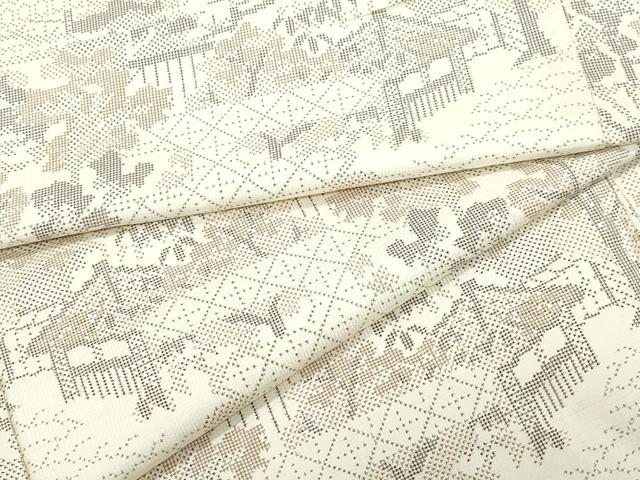 平和屋着物●本場大島紬 白大島 7マルキ 風景文 正絹 逸品 CAAU9928vf
