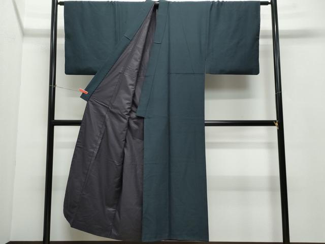 平和屋着物●男性 紬 アンサンブル 藍鉄色 正絹 逸品 CAAU9944vf
