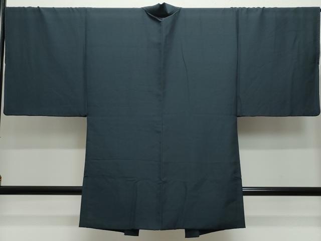 平和屋着物●男性 紬 アンサンブル 藍鉄色 正絹 逸品 CAAU9944vf