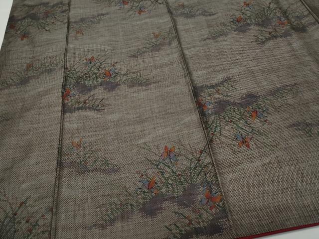 平和屋着物●本場大島紬 9マルキ 舞蝶草木文 正絹 逸品 CAAU9964vf