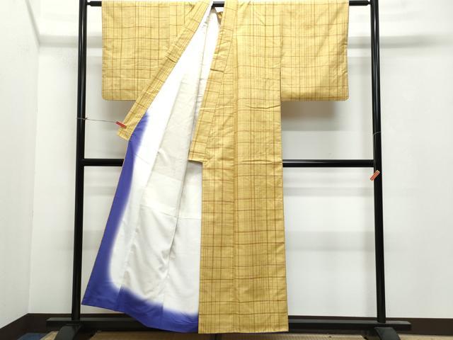 平和屋着物●上質な紬 格子柄 正絹 逸品 CAAU9969vf