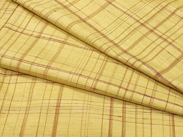 平和屋着物●上質な紬 格子柄 正絹 逸品 CAAU9969vf