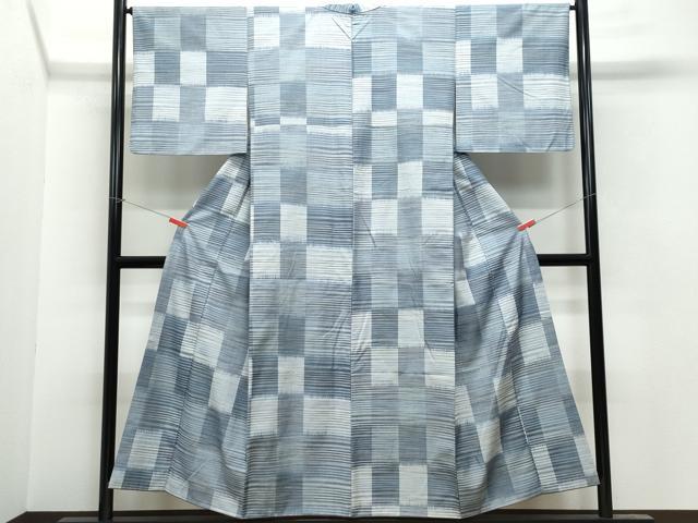 平和屋着物●上質な紬 市松文様 正絹 逸品 CAAU9985vf