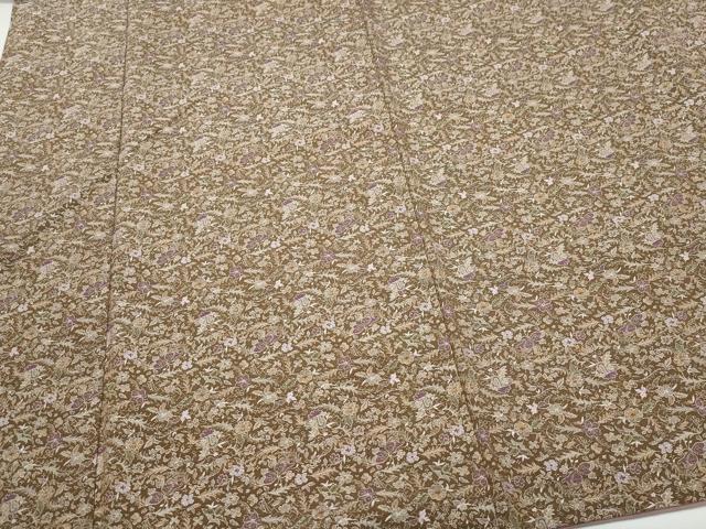 平和屋着物●上質なお召 更紗花唐草文 正絹 逸品 CAAU9993vf