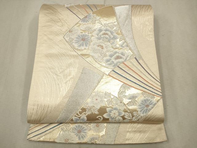 平和屋着物◎六通柄袋帯 唐織 扇面花文 金銀糸 正絹 逸品 CAAV0254qe