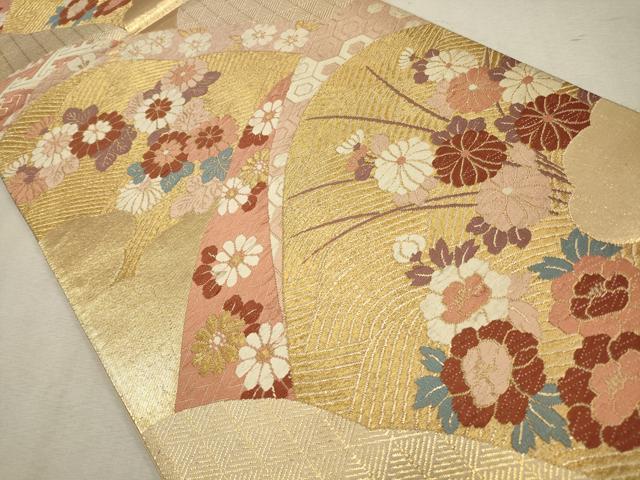平和屋着物◎六通柄袋帯 唐織 吉祥花文 金糸 正絹 逸品 CAAV0256qe