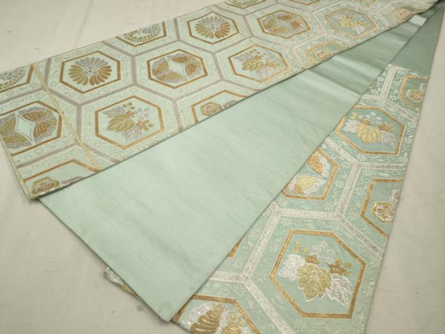 平和屋着物◎六通柄袋帯 唐織 亀甲花蝶文 金銀糸 正絹 逸品 CAAV0323qe