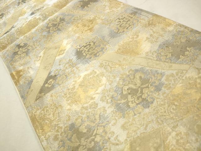 平和屋着物◎六通柄袋帯 切嵌更紗花文 金糸 正絹 逸品 CAAV0326qe