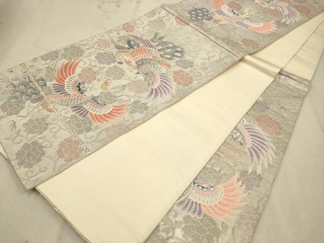 平和屋着物◎六通柄袋帯 唐織 鳳凰花文 金銀糸 正絹 逸品 CAAV0364qe