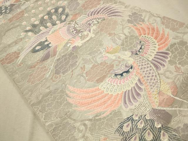 平和屋着物◎六通柄袋帯 唐織 鳳凰花文 金銀糸 正絹 逸品 CAAV0364qe