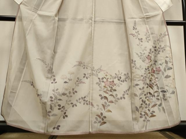 平和屋着物▽訪問着 単衣 無双 紗袷 紗×紗 枝花文 正絹 逸品 未使用 CAAV0890ou