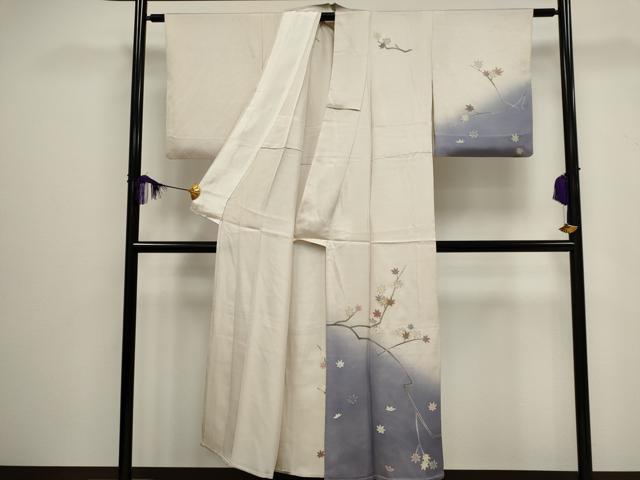 平和屋着物▽訪問着 単衣 駒刺繍 楓文 暈し染め 金彩 正絹 逸品 CAAV0898ou