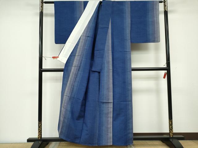 平和屋着物▽上質な紬 単衣 縞 正絹 逸品 CAAV0955ou