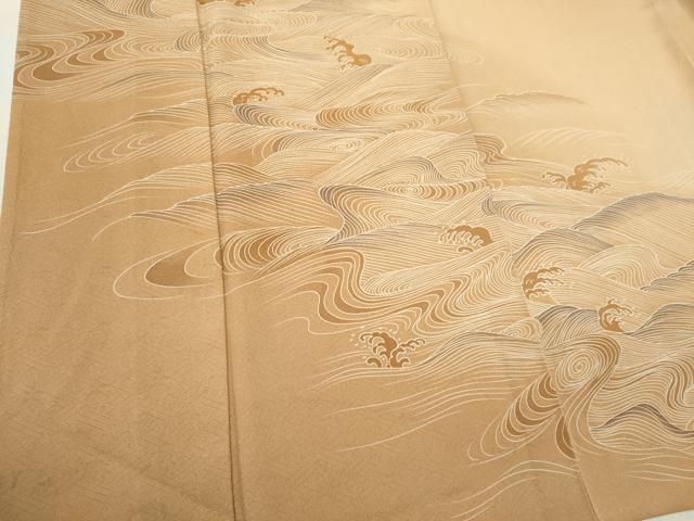平和屋着物▽訪問着 単衣 刺繍 立波文 暈し染め 正絹 逸品 CAAV0977ou