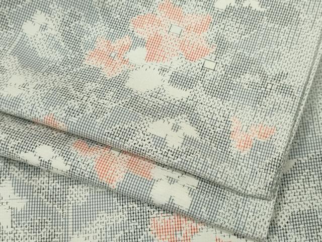 平和屋着物▽上質な紬 単衣 草木文 正絹 逸品 CAAV0984ou
