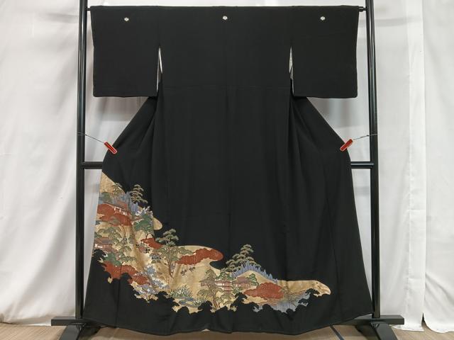 平和屋着物■豪華黒留袖 人物風景文 金彩 正絹 逸品 CAAV1514kb