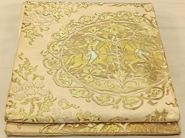 平和屋着物◎六通柄袋帯 狩猟文 金銀糸 正絹 逸品 CAAV1618qv