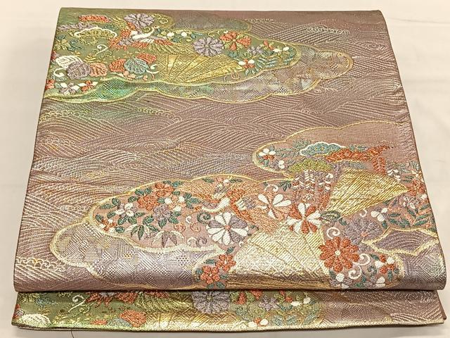 平和屋着物◎六通柄袋帯 花鳥文 金糸 正絹 逸品 CAAV1630qv