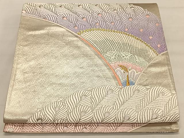 平和屋着物◎六通柄袋帯 唐織 孔雀文 金銀糸 正絹 逸品 CAAV1788qv