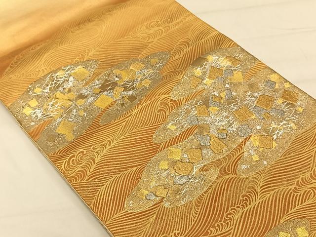 平和屋着物◎太鼓柄袋帯 箔散らし文 金銀彩 引箔 正絹 逸品 CAAV1813qv