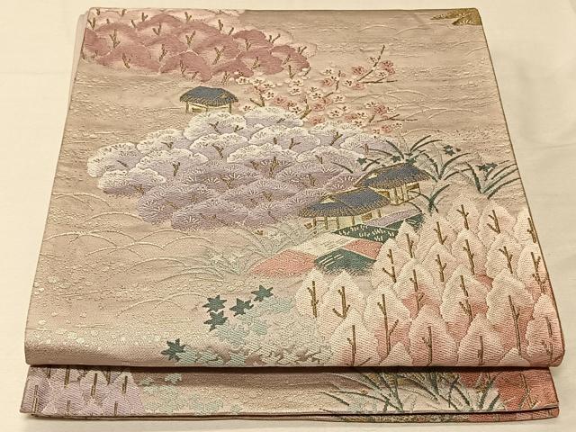 平和屋着物◎六通柄袋帯 唐織 錦袋洛園 金銀糸 正絹 逸品 CAAV1889qv