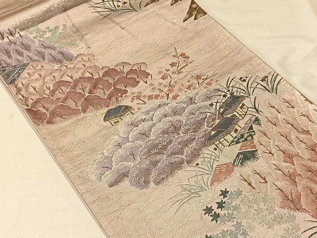 平和屋着物◎六通柄袋帯 唐織 錦袋洛園 金銀糸 正絹 逸品 CAAV1889qv