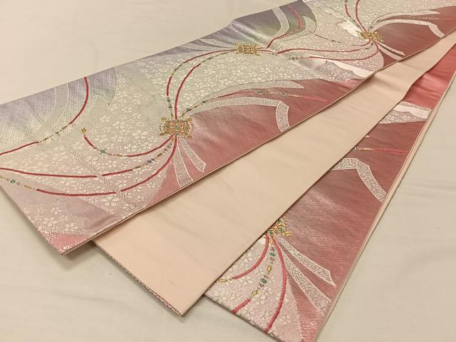 平和屋着物◎六通柄袋帯 唐織 舞花文 金銀糸 正絹 逸品 CAAV1927qv
